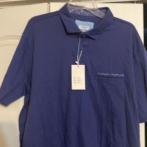 Tom James men’s blue polo shirt, breathable, material, new with tags